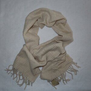 Cristina  Chiti wool cashmere blend scarf beige made in Italy Plaid Winter NWT